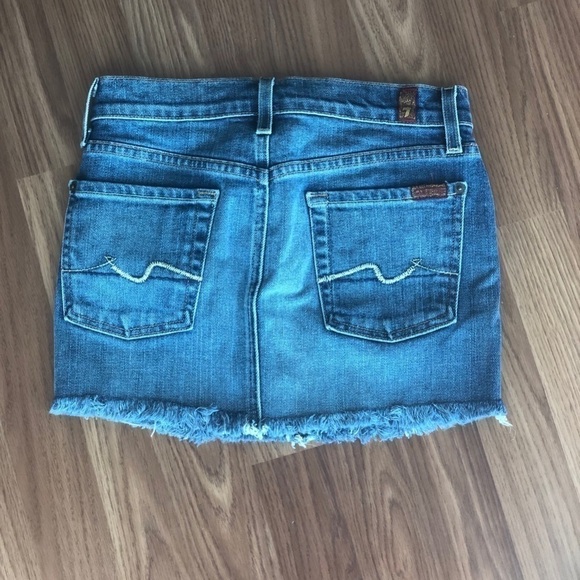 7 For All Mankind Roxy Distress Jean Mini Skirt - Picture 8 of 12